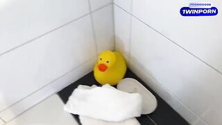 My stepmom caught me jerking off in the bathtub and she loved it