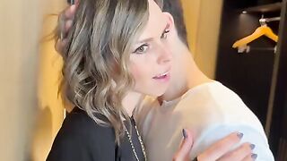 The wife was fucked by two cocks after the night out and got cum on her face
