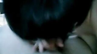 A drunk brunette woke her husband with her awesome blowjob skills