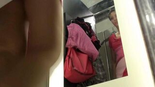 The guy spied on a girl in the locker room of the store, what a perv!