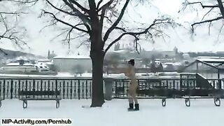 Student became a shameless one and shows boobs on the street