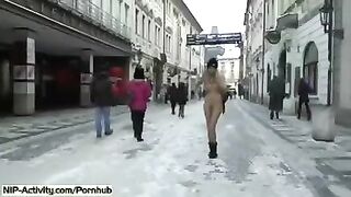 Student became a shameless one and shows boobs on the street