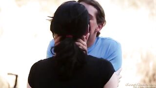 A girl is fucking with her guy in nature, outdoor scene
