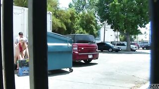 The couple engaged in sex behind the garbage tank, unaware of being watched