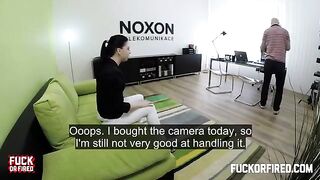Brunette girl fucked on the table by a casting agent