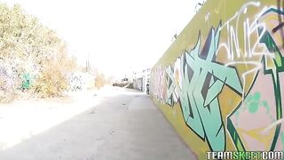 The man picked up a girl and fucked her on the street