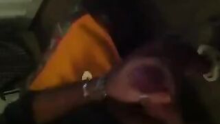 A guy was jerking in front of the mirror with great pleasure