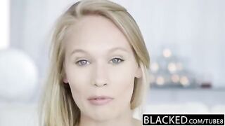 Skinny blonde girl cast for a porn movie, gets fucked by a BBC