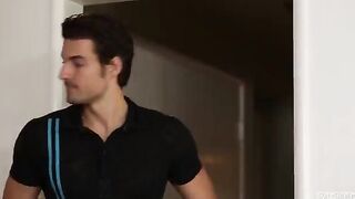 A mulatto girl got fucked by a guy in a condom on the couch