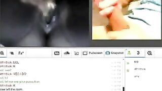 A girl with her husband satisfies her needs through a webcam