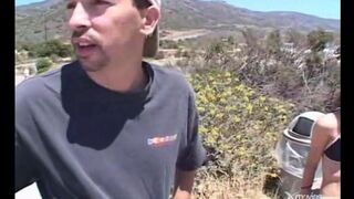 The girl was caught and fucked by two guys in their car