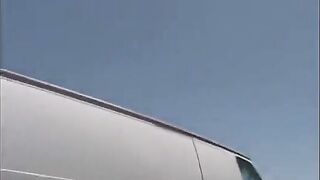 The girl was caught and fucked by two guys in their car