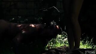 Blonde beauty got fucked outdoors by a cocksucking guy