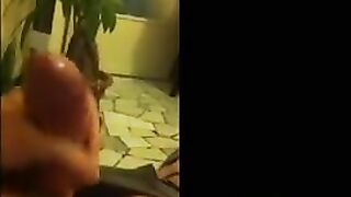 Finger her pussy on the couch while removing orange underwear
