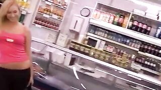 Theft turned to sex behind the cashier, with a gorgeous fair-haired teen