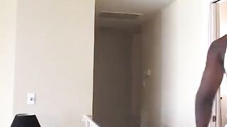 A sexy blonde girl is trying to get a black cock into her ass