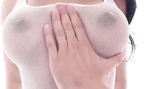 Adorable girl sits on the dick and shakes her tits