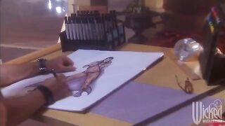 A stunning woman shows her lover her impressive big tits
