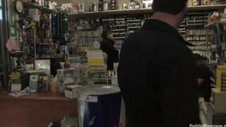 A girl was roughly fucked in a store, it was really harsh