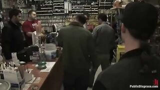 A girl was roughly fucked in a store, it was really harsh