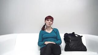 An 18-year-old red-haired girl attended a casting for the first time