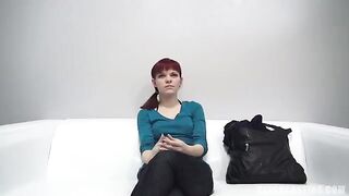 An 18-year-old red-haired girl attended a casting for the first time
