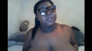 A black woman with big natural tits ended the webcam show