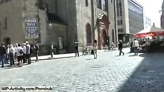 A girl exposed her cooch in public, showcasing her erotic charm