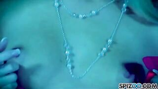 The blonde caresses her body and fucks herself with a dildo