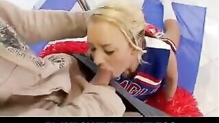 A girl with gymnast's body sits on a twine and has sex
