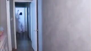 The sexy brunette has sex with a monster, he penetrated her mouth