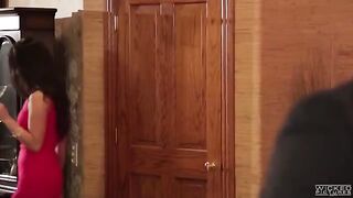 Two sisters share cock sucking skills in the bathroom with their friend