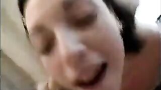 A girl was fucked by two friends, she licked their sperm