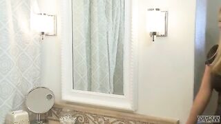 The husband did not forget about the obligations to his wife in the bathroom