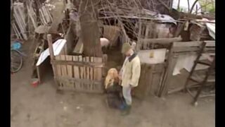 Babe from the Russian village has sex with a guy