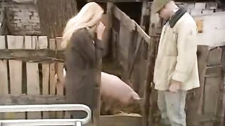 Babe from the Russian village has sex with a guy