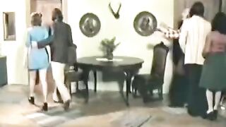 A hot foursome sex with a charming retro brunette model