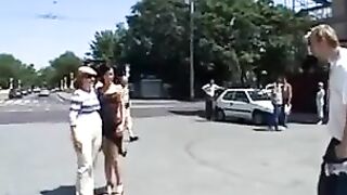 Brunette model got banged hard in public place