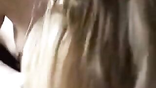 A girl has sex at home, right on her bed, in POV style