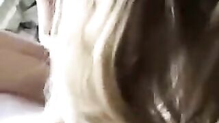 A girl has sex at home, right on her bed, in POV style