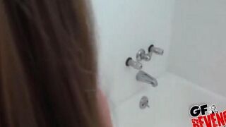 Girl sucked cock and came at home on the toilet