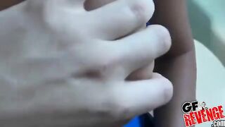 Girl sucked cock and came at home on the toilet