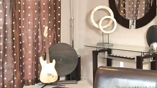 Girl caresses a hard dick in the shower stream