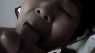 The Chinese woman practices her skills with a man on the bed