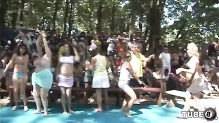 Fun in the forest with a young girl and a guy