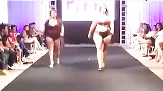 Fatty bitches running on the boardwalk and playing with their pussies