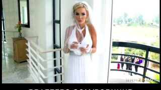 The bride had to squeeze the painter, so he did not paint badly