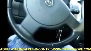 Blonde girl paid the taxi driver with her mouth