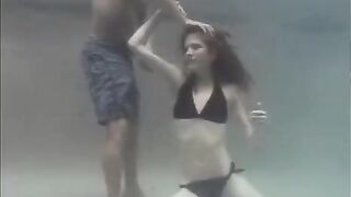 Red-haired beauty has sex right in the pool, she does not mind getting wet