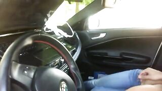 The beautiful blonde started sucking in the car, showcasing her daring side